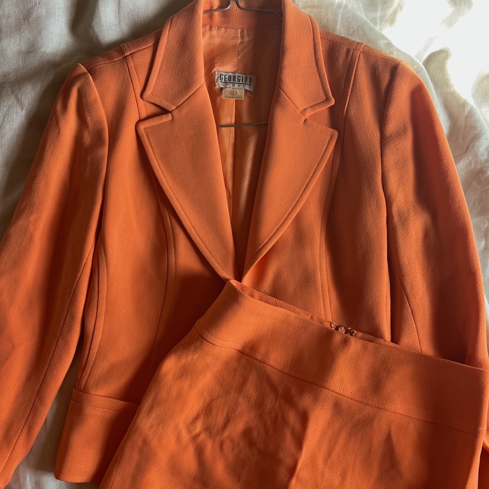 Georgiou Women's Vibrant Orange 2 Piece Jacket + Skirt